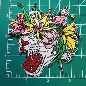 2/$10 Floral Tiger Embroidered Patch